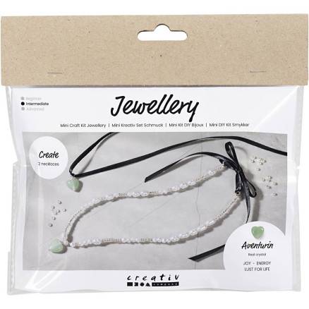 Mini Diy Kit Smykker, Aventurin Hjerte, Klar, 1 Pk. - Diverse