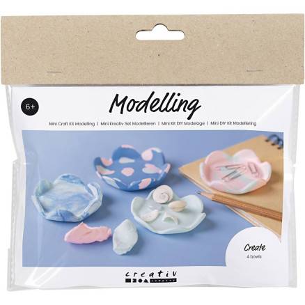 Mini Diy Kit Modellering, Skåle, Pastelblå, Lys Pink, 1 Pk. - Diverse