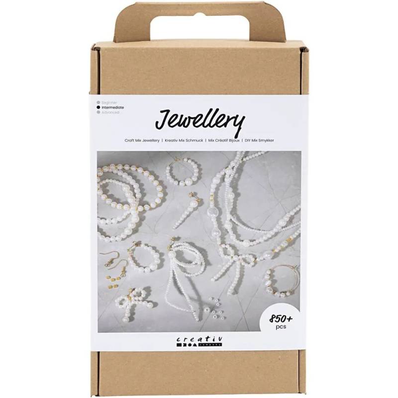 Diy Mix Smykker, Halskæder, Armbånd, øreringe, Forgyldt, Hvid Perlemor, 1 Pk. - Diverse
