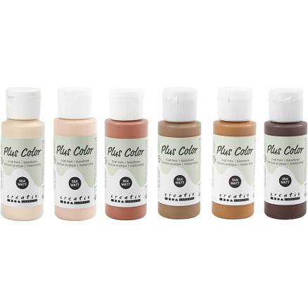 Plus Color Hobbymaling, Ass. Farver, 6x60ml/ 1 Pk. - Diverse