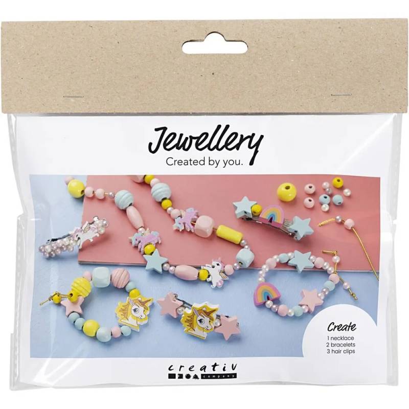 Mini Diy Kit Smykker, Halskæde, Armbånd, Hårpynt, Lys Blå, Lys Rød, Gul, 1 Pk. - Diverse