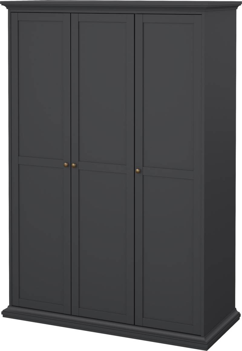 Garderobeskab 3-Dørs Vesterholm Nora, Mat Grå, Danskproduceret, Tøjstang Og Hylder, H200ã—b139ã—d60 Cm