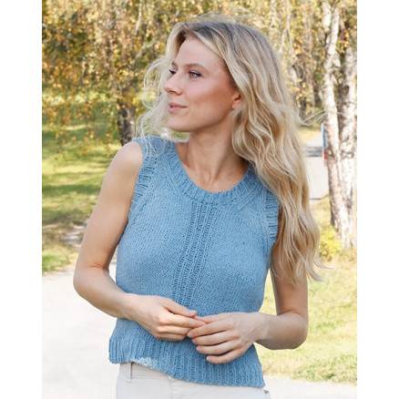 River Blue Trail By Drops Design - Top Strikkeopskrift Str. Xs - Xxl - Drops - Garnstudio