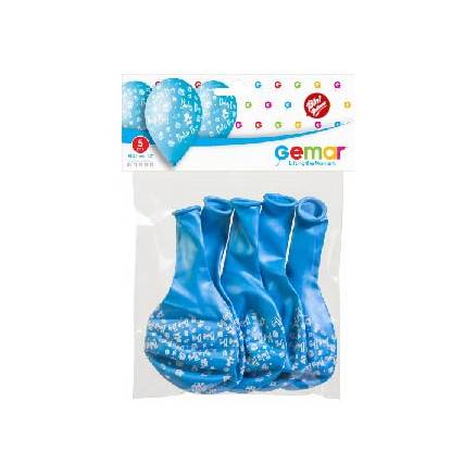 Bini Balloons Balloner Baby Boy Lyseblå ø29cm - 5 Stk