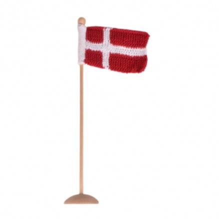 Strikket Dannebrogsflag Af Rito Krea - Flag Strikkeopskrift 8x12cm