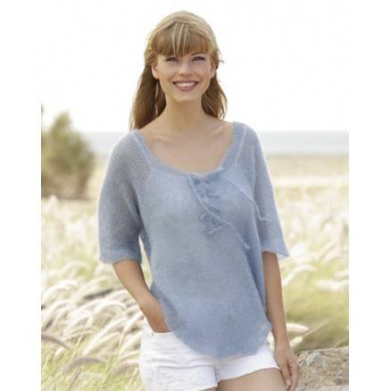 Blue Mist By Drops Design - Bluse Strikkeopskrift Str. S - Xxxl - Drops - Garnstudio