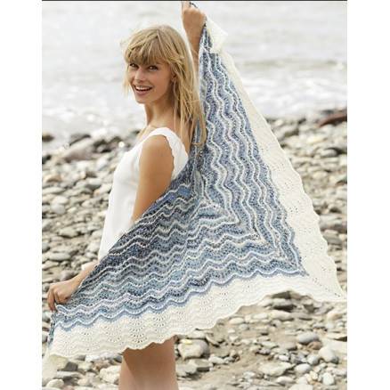 Mer Bleue By Drops Design - Sjal Strikkeopskrift 166x75 Cm - Drops - Garnstudio