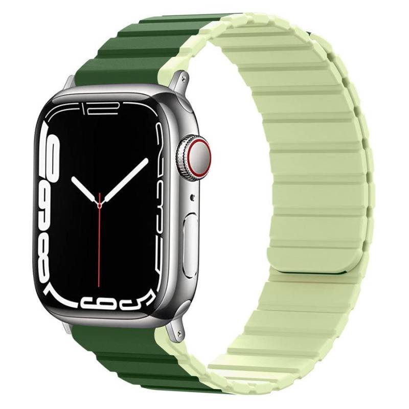 Lippa Apple Watch Magnetisk Silikonerem 42/44/45/49, Grøn/Lysegrøn