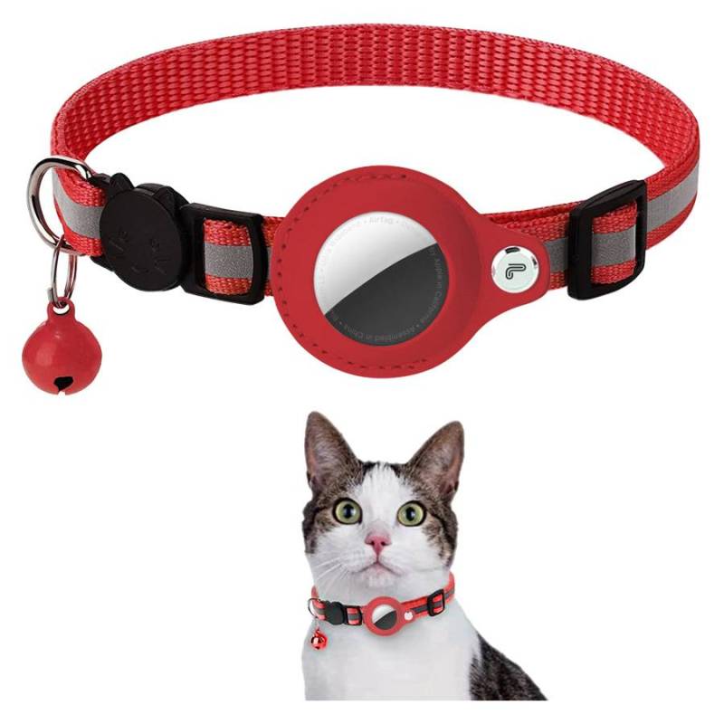 Lippa Halsbånd Til Katte For Airtag Og Smart-Finder, 22-32cm, Rød