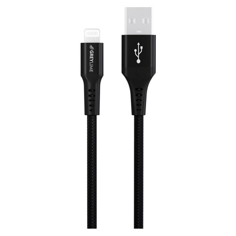 Greylime Braided Usb-A Til Lightning Kabel Sort, 3 M