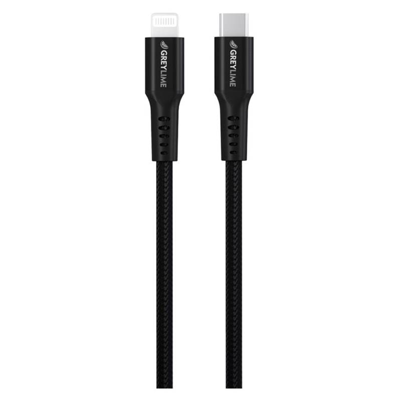 Greylime Braided Usb-C Til Lightning Kabel Sort, 3 M