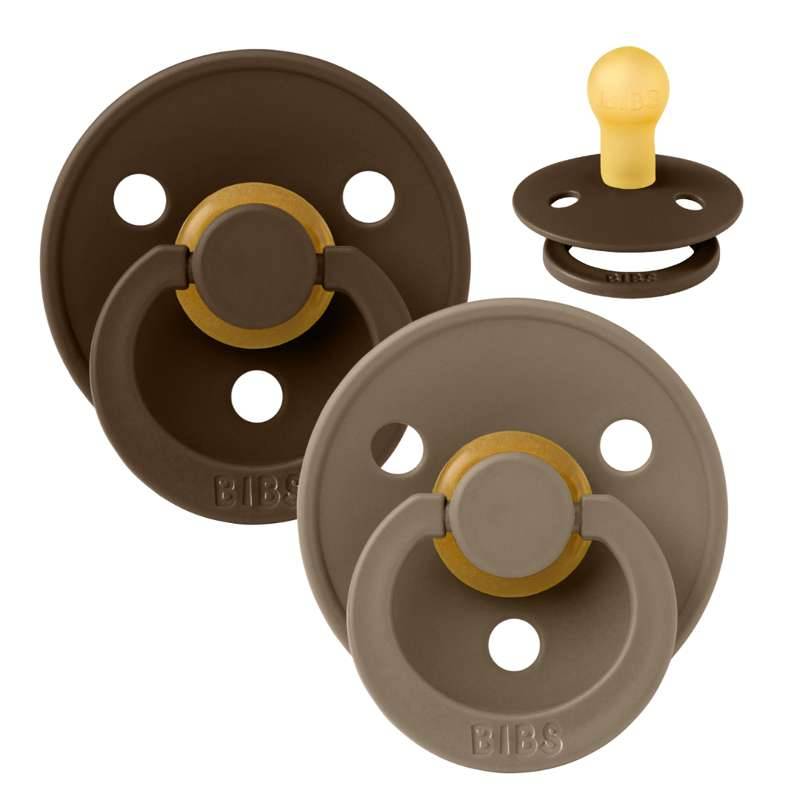 Bibs Rund Colour Sut - 2-Pak - Str. 1 - Naturgummi - Mocha/Dark Oak