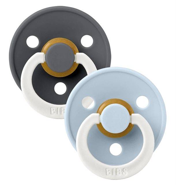 Bibs Sutter - Colour Glow Str. 1 - Rund - 2-Pak Iron & Baby Blue