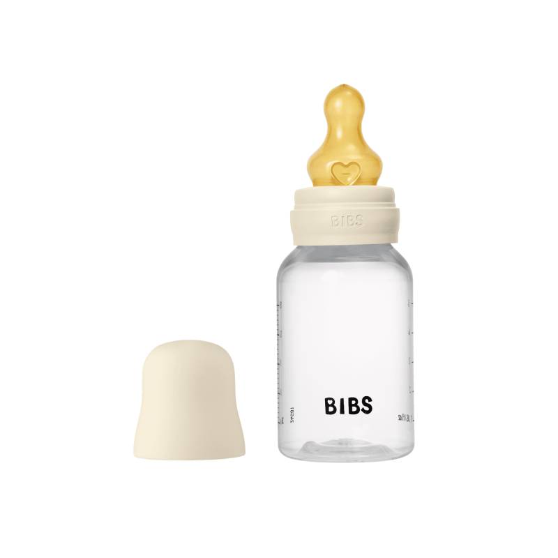 Bibs Bottle - Sutteflaskesæt - Plastik - Latex/Slow Flow/Rund - 150 Ml. - Ivory