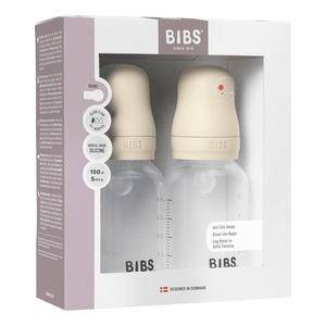 Bibs Bottle - Sutteflaskesæt - Plastik - Silikone/Slow Flow/Rund - 150 Ml. - 2-Pak - Ivory