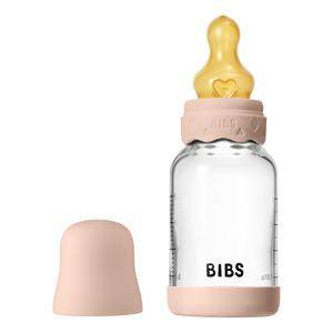 Bibs Bottle - Sutteflaskesæt - Glas - Boheme - Latex/Slow Flow/Rund - 120 Ml. - Blush
