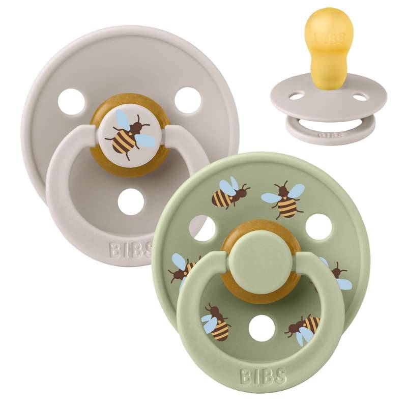 Bibs Rund Colour Sut - 2-Pak - Str. 3 - Naturgummi - Studio - Bumblebee - Mushroom Mix