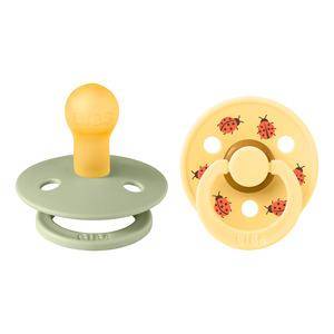 Bibs Rund Colour Sut - 2-Pak - Str. 1 - Naturgummi - Studio - Ladybug - Sage Mix