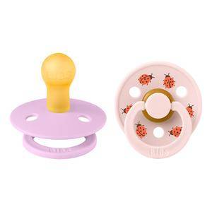 Bibs Rund Colour Sut - 2-Pak - Str. 1 - Naturgummi - Studio - Ladybug - Violet Sky Mix
