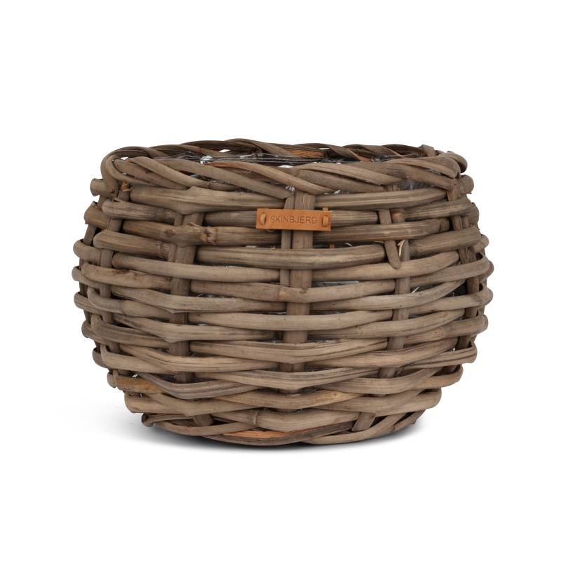Buttet Kurv I Grå Rattan M. Tyk Plastik - Sæt á 3 - Skinbjerg Design