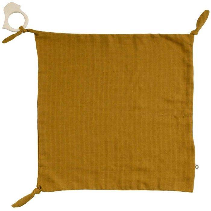Fugle Sutteklud Med Bidering - Müsli - 35x35 Cm - Yellow - By Green Cotton