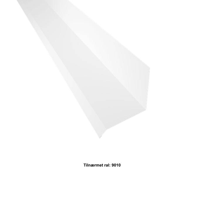 Inddækning Mod Mur U/Fuge Rille. 100-95-25x2000 Mm. - Hvid - 20 års Garanti (0,50) - Profilmetal A/S