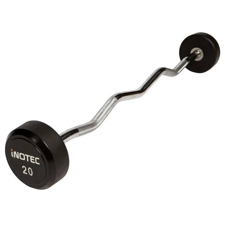 Inotec Cpu Curl Vægtstang (20 Kg) - Curl Vægtstang, Faste Skiver. Utrolig Slidstærk. Perfekt Til Biceps- Og Triceps øvelser.
