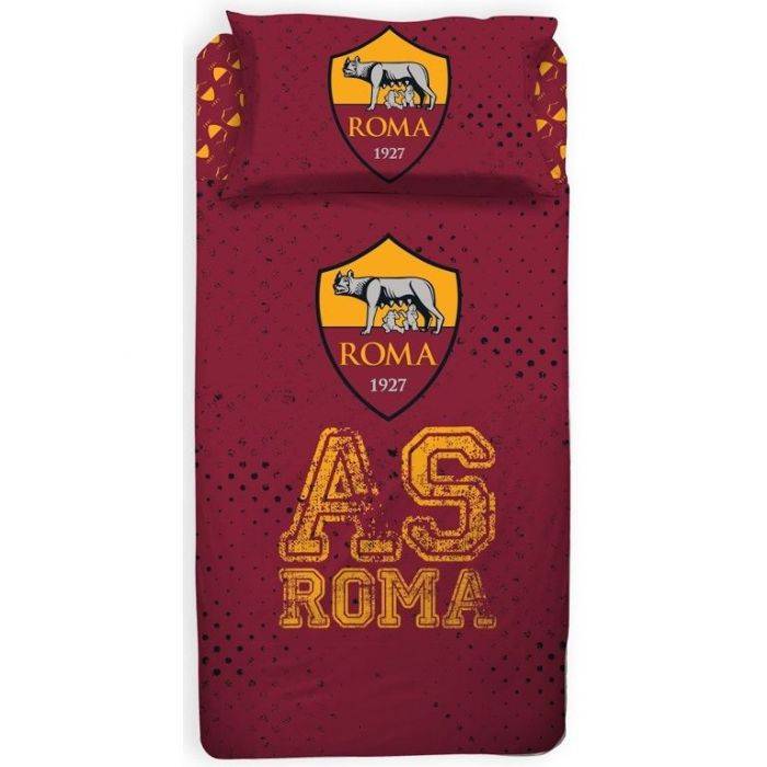 Sengetøj 140x200 Cm - As Roma - Fodbold Sengetøj - Sengelinned I 100% Bomuld - Licens