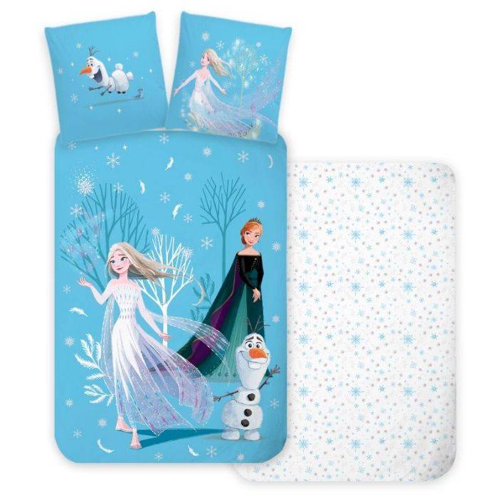Frost Sengetøj Til Junior - Vendbart Design Med Anna Og Elsa - 100x140 Cm - Sengesæt I 100% Blødt Bomuld - Licens