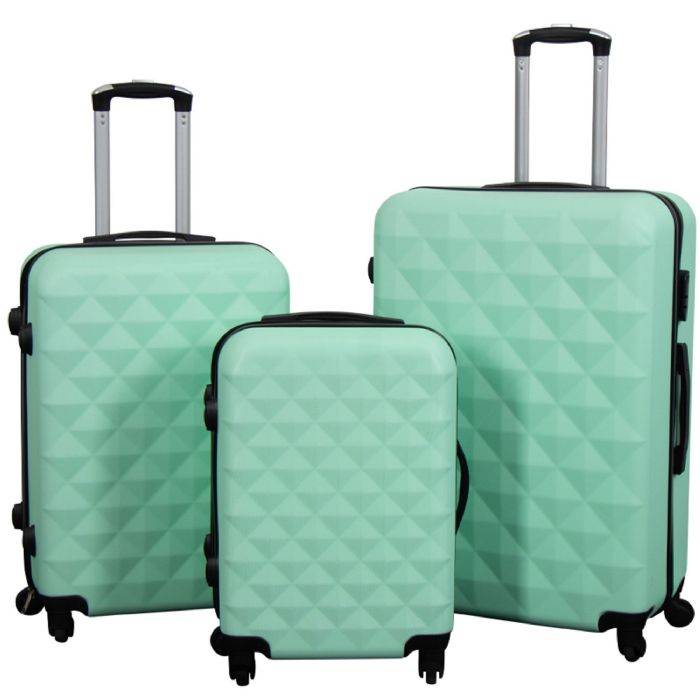 Kuffert Tilbud - Sæt 3 Stk. - Eksklusivt Hardcase Kuffertsæt Tilbud - Diamant Turkis - Borg Living