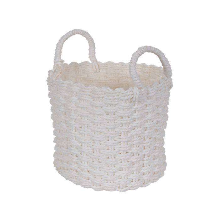 Kurv Til Opbevaring - 20x20 Cm - Hvid Fletkurv Af Papir - Praktisk Og Dekorativ