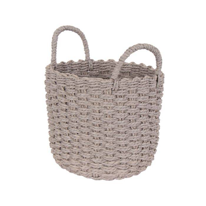 Kurv Til Opbevaring - 20x20 Cm - Grå Fletkurv Af Papir - Praktisk Og Dekorativ