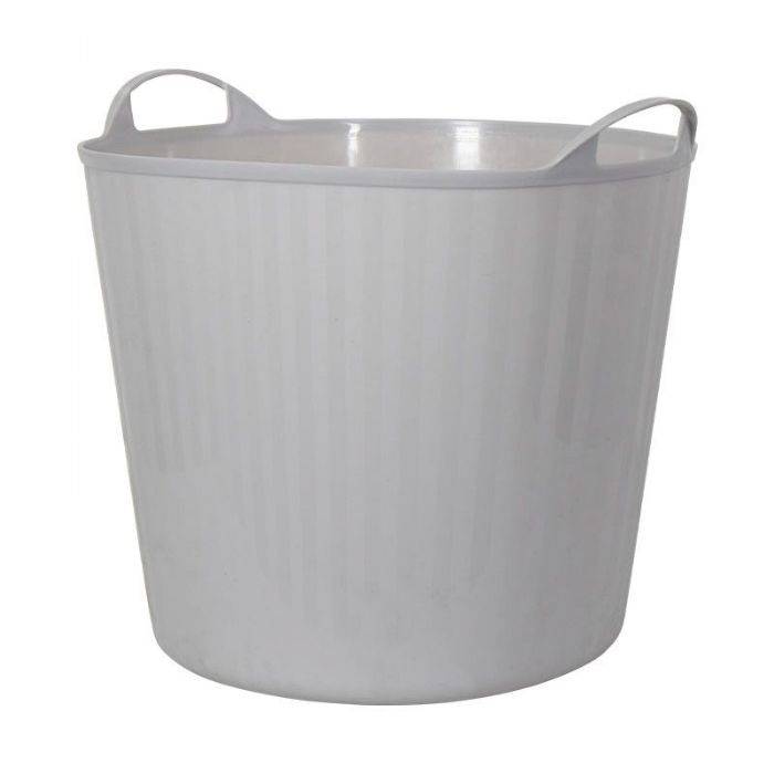 Plastikbalje - Grå Plastik Balje Med Hanke - 35x41 Cm - Praktisk Kurv Til Opbevaring