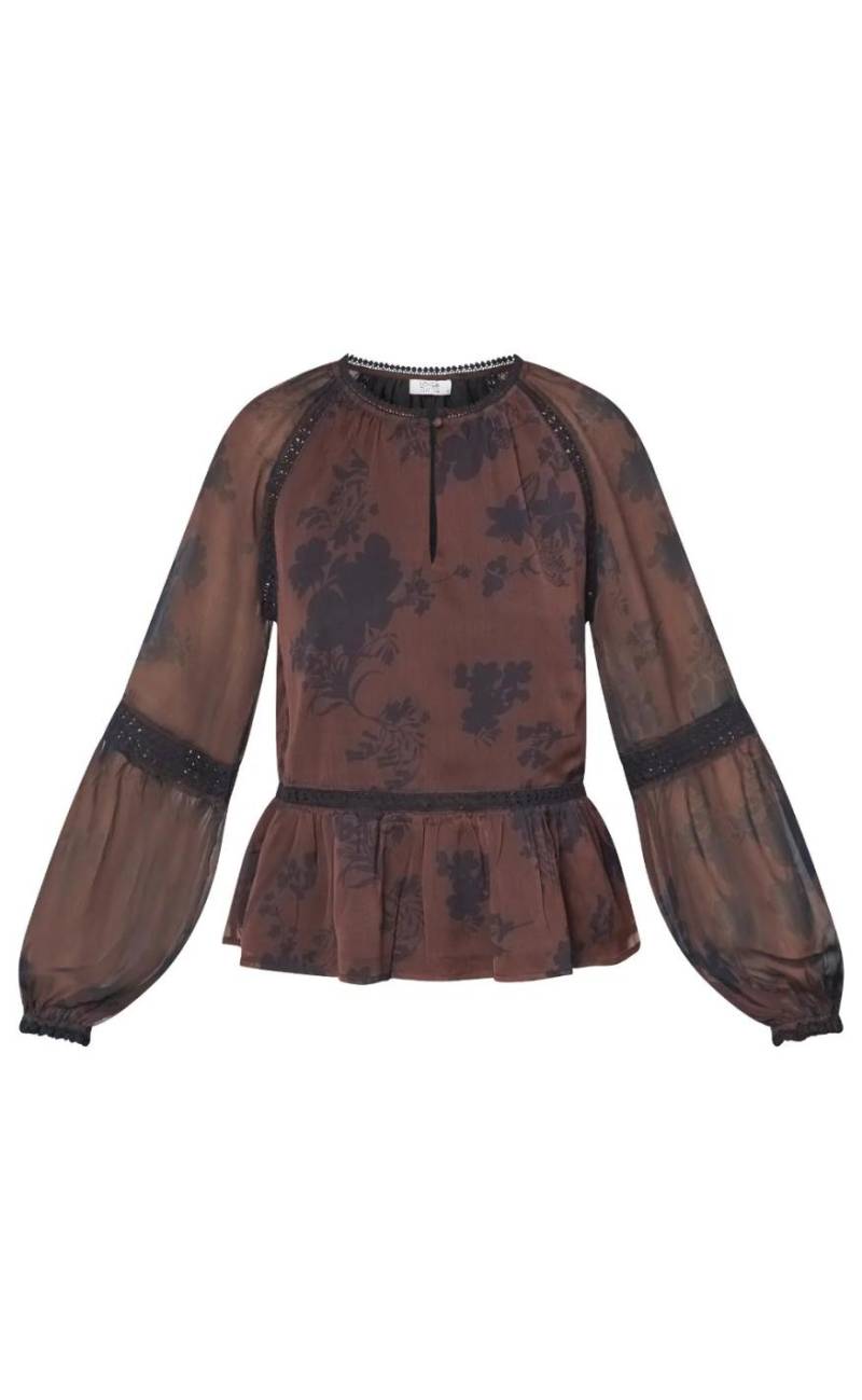 Love & Divine Bluse - Love1407 - Bordeaux/Flower - Love&divine