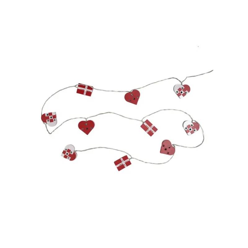 Dga Lyskæde M. Hjerter Og Flag Med 10 Led   200cm - 47001537 - Det Gamle Apotek