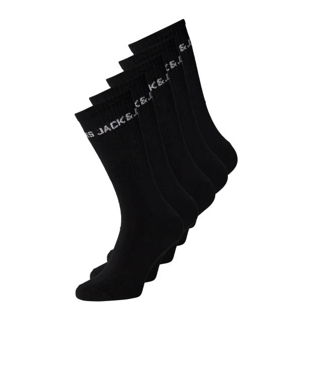 Jack & Jones Junior 5-Pak Tennissokker I Sort Til Drenge