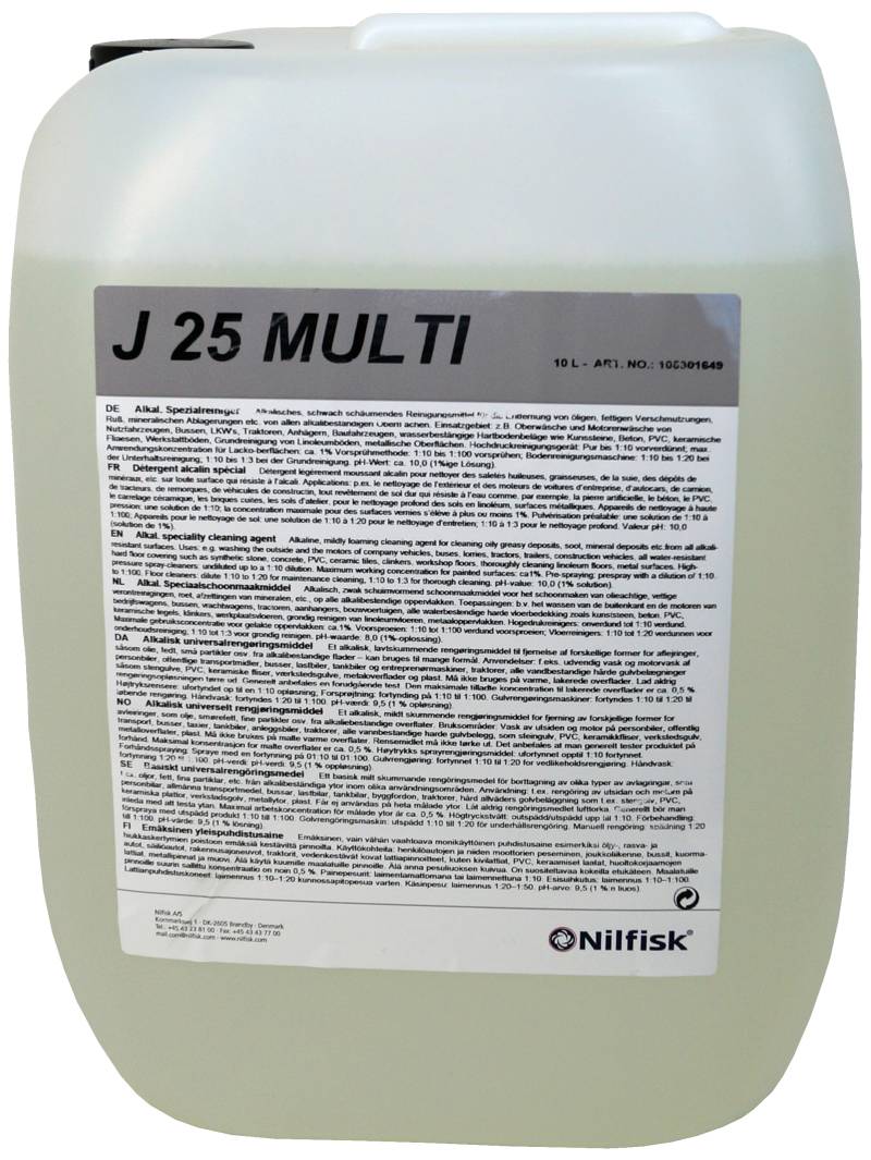 Nilfisk J25 Multi Alkalisk Rengøringsmiddel, 25ltr - Nilfisk Fejemaskine