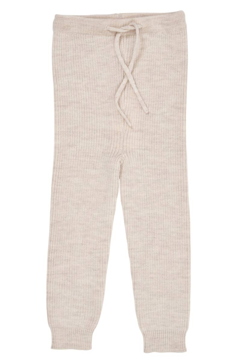 Klassisk Merino Rib Leggings M. Bindebånd - Unisex - Pale Cream Melange - Pale Cream Melange / 98 - Copenhagen Colors