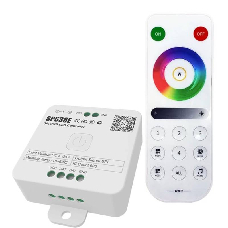Rgbic Kontroller Med Fjernbetjening - Bluetooth, Rf Trådløs, Slim Fjernbetjening, Til Ip65 Og Ip68 Rgbic