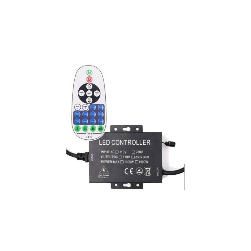 Rf Trådløs Timer+dæmper Med Fjernbetjening - Inkl. Endeprop, Til 230v Type Q, Memory Funktion, Maks. 100 M, Ip67 Vandtæt
