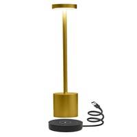 Opladelig Led Bordlampe Med Trådløs Opladning - Guld, Ip54 Inde/Udendørs, Touch Dæmpbar - Dæmpbar : Dæmpbar
