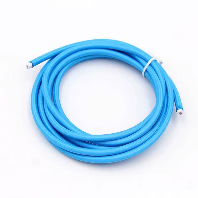 5m Stofledning 2x0.75 Mmâ², Tekstil - 230v, Lyseblå