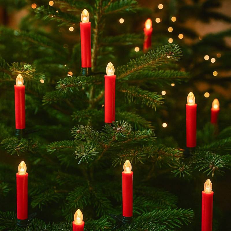 10-Pak Led Julelys Inkl. Fjernbetjening - Batteri, Timerfunktion, Trådløs, Holder Til Juletræ - Ledlife
