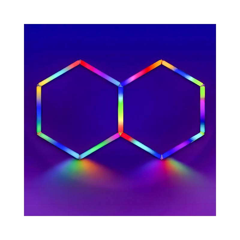 Hexagon Rgbic 2 Felter Komplet Sæt - 37w. Inklusiv Bluetooth Controller Og Strømforsyning - Kulør : Rgbic - Ledlife