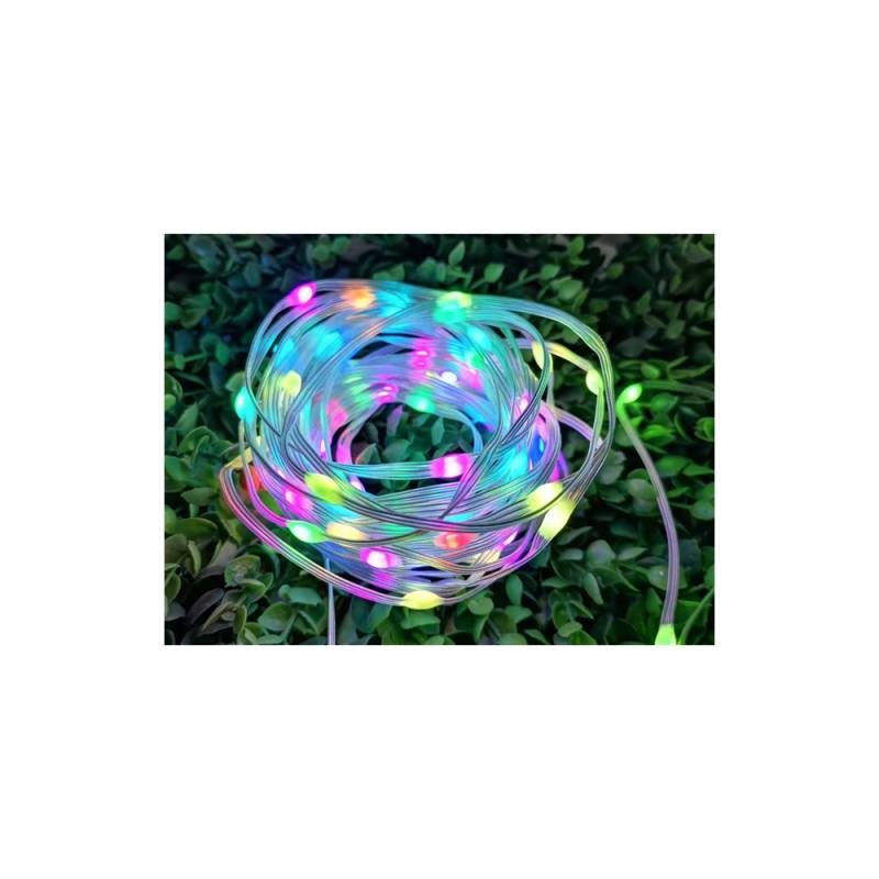 10 M. Rgbic Led Lyskæde - 100 Led, Klar Ledning, Fjernbetjening + Bluetooth, 5v Usb
