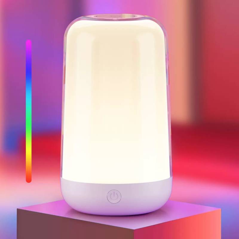 Opladelig Rgb+cct Led Bord/Natlampe - Hvid, Touch Dæmpbar, Ip20 Indendørs - Dæmpbar : Dæmpbar, Kulør : Rgb + Cct (varm Til Kold Hvid)