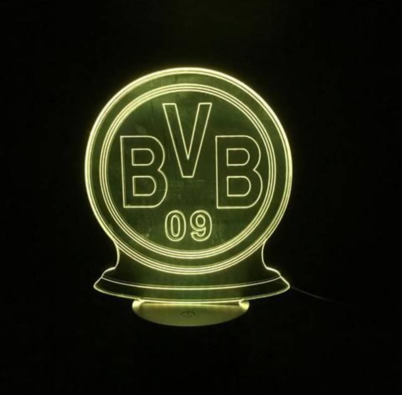 Dortmund 3d Fodbold Lampe -  Lyser I 7 Farver - Lukaki.dk
