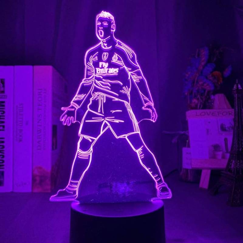 Cristiano Ronaldo Front 3d Fodbold Lampe -  Lyser I 7 Farver - Lukaki.dk