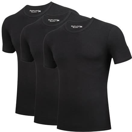 3-Pak Bambus T-Shirts O-Hals - Sort - Xxl
