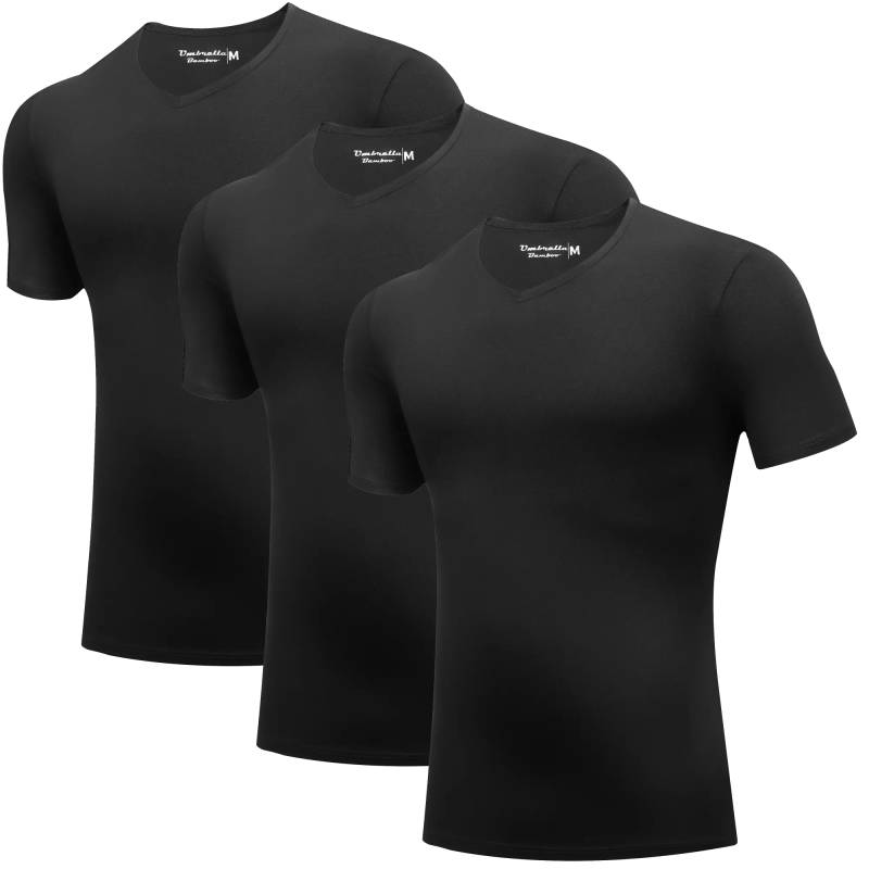 3-Pak Bambus T-Shirts V-Hals  -  Sort - Xxl